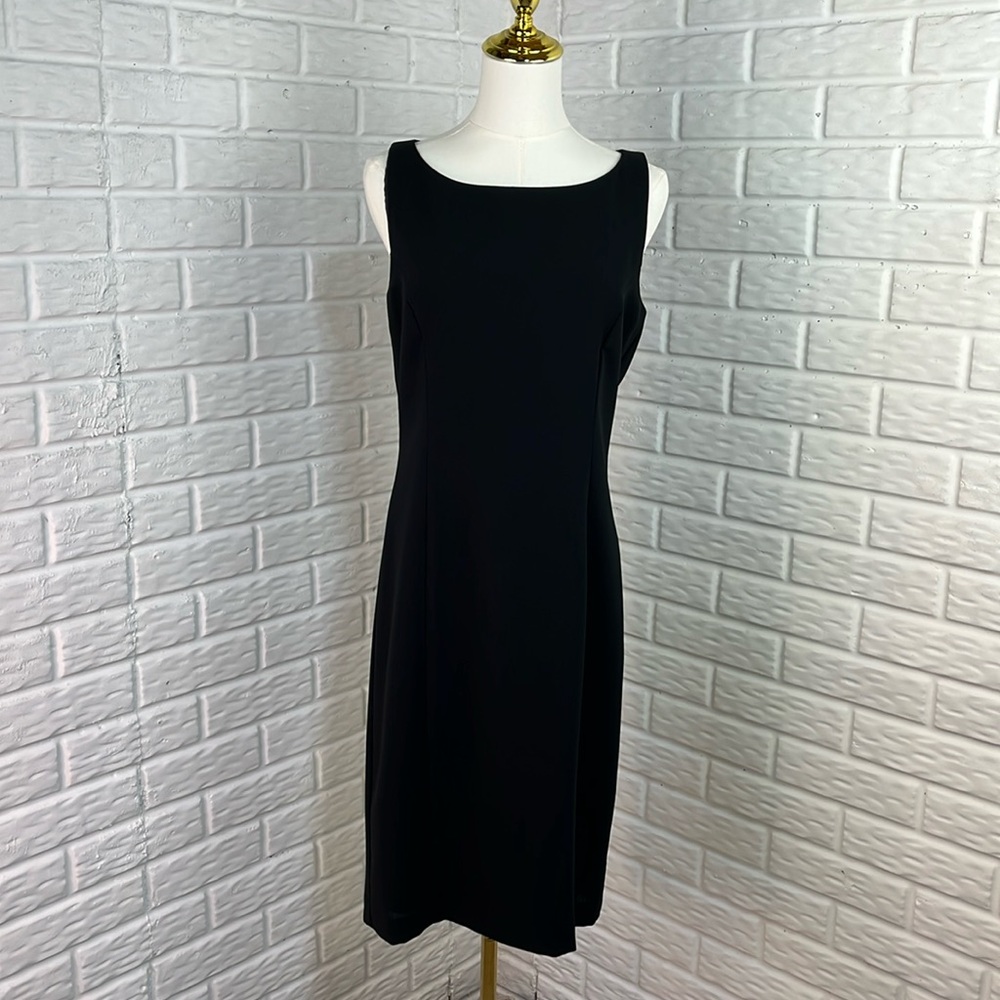 ESPRIT Y2K BLACK SHEATH DRESS FULLY LINED BOAT NECK CLASSIC Sz 9/10